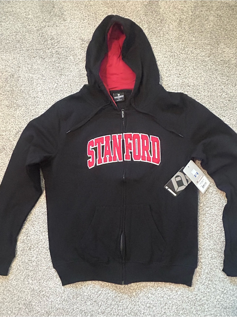 Colosseum Stanford Cardinal Full Zip Hoodie Jacket Womens Large NWT Black Red